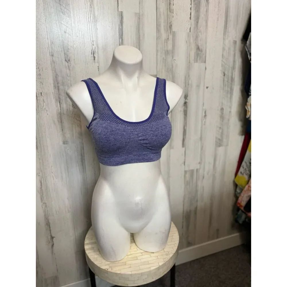 Purple Heather Seamless Sports Bra Crop Top One Size